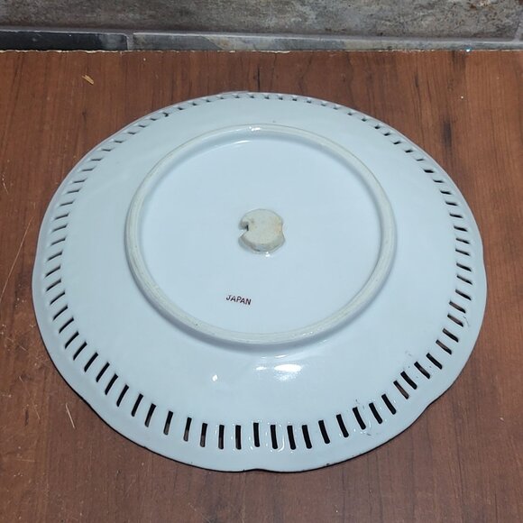 Vintage Decorative Plate Fruit Design Pierced Gilded Gold Edge - Picture 11 of 11